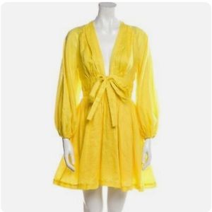 Zimmermann Yellow Linen Mini Dress